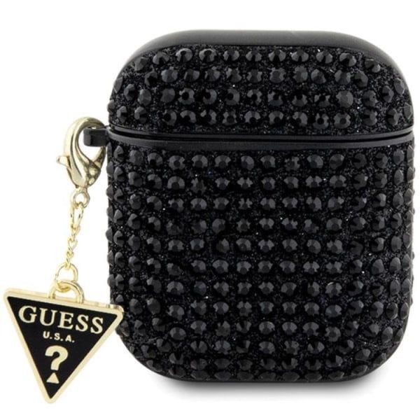 Guess AirPods 1/2 Skal Rhinestone Triangle Charm - Musta