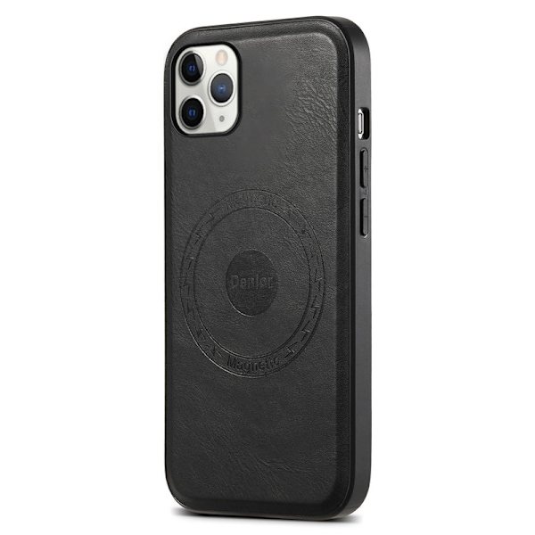 DENIOR Mobilskal för iPhone 11 Pro Max, PU-läder och PC, svart