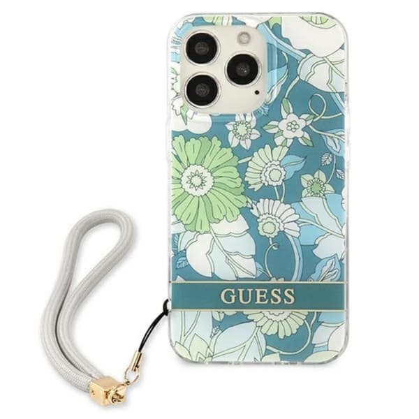 Guess iPhone 13 Pro Skal Flower Strap - Grön Grön
