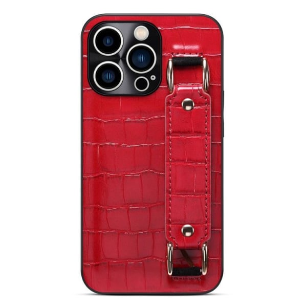 iPhone 14 Pro Skal Korthållare Crocodile - Röd