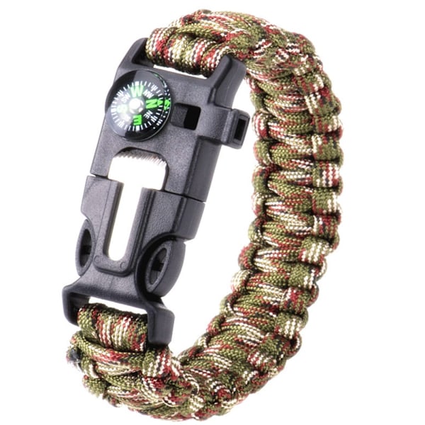 [2-PACK] Överlevnadsarmband Paracord l kompass, visselpipa, flintbrandstartare