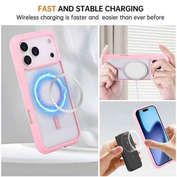 Mobilskal till iPhone 17 Pro Max MagSafe TPU+PC Transparent - Rosa Rosa