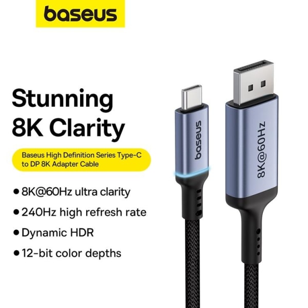 Baseus USB-C til DisplayPort-kabel 1,5m High Definition - Sort