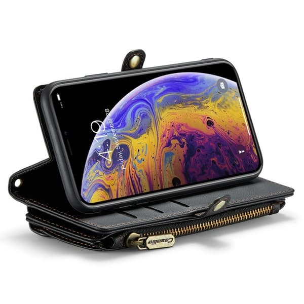 CASEME iPhone XS Max Plånboksfodral Konstläder med kortfack - Svart