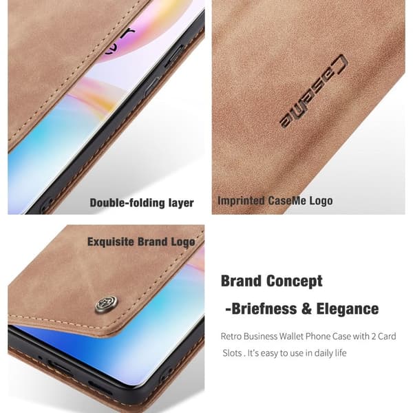 CASEME Series Plånboksfodral Konstläder för OnePlus 8 Pro - Brun