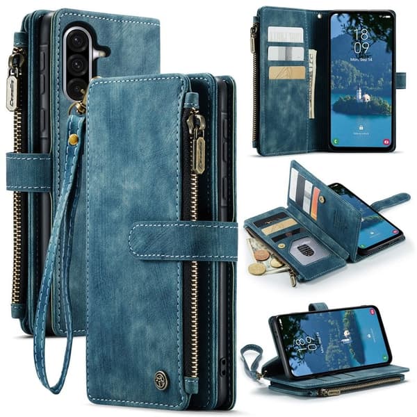 CASEME Konstläder Plånboksfodral för Samsung Galaxy A17 5G/4G - Blå