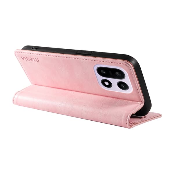YIKATU OnePlus 15 Plånboksfodral Litchi Closure Konstläder Rosa