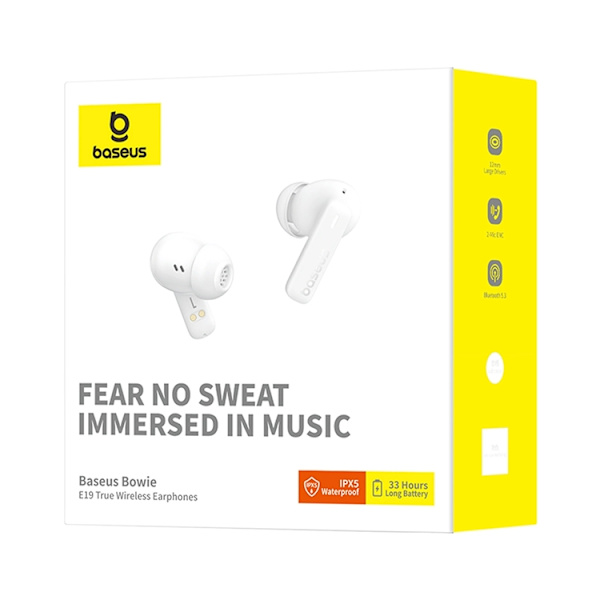 Baseus TWS In-Ear Hörlurar Bowie E19 - Vit Vit