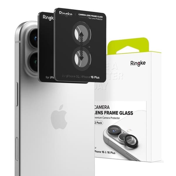 Ringke [2-Pack] iPhone 16/16 Plus kameralinsedæksel hærdet glas Svart