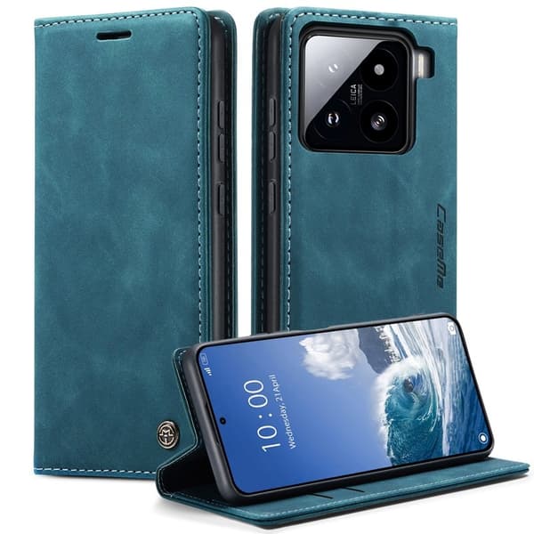 CASEME 013 Plånboksfodral för Xiaomi 15 - KonstLäder - Blå