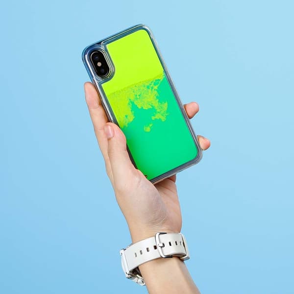 Flydende Neon Sand Taske til iPhone X - Grøn Green