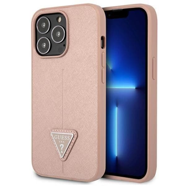Guess iPhone 13 Pro/13 Skal Saffiano Triangle Logo - Rosa Rosa