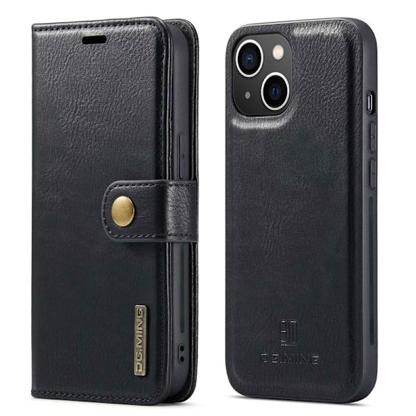 DG.MING iPhone 14 Plus Plånboksfodral Äkta läderMagnetisk Svart