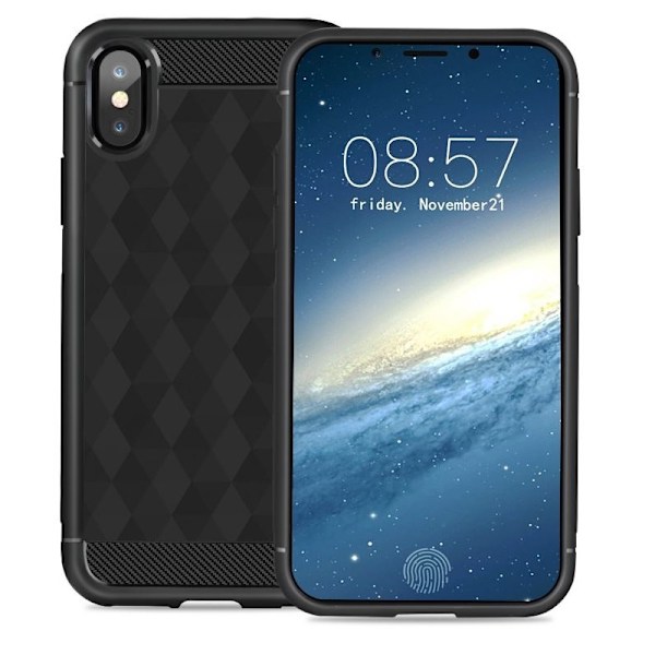 IVSO Geometrisk Hexagon Cover til iPhone XS / X - Sort Black