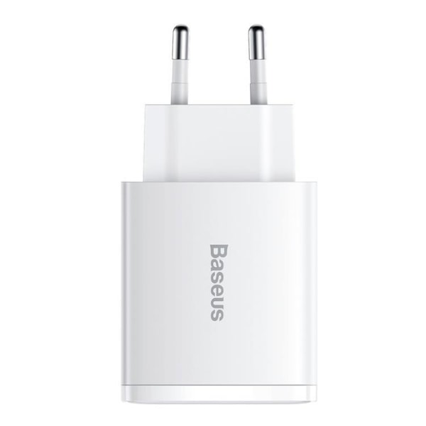 Baseus Compact Väggladdare USB-C Till 2x USB 30W - Vit
