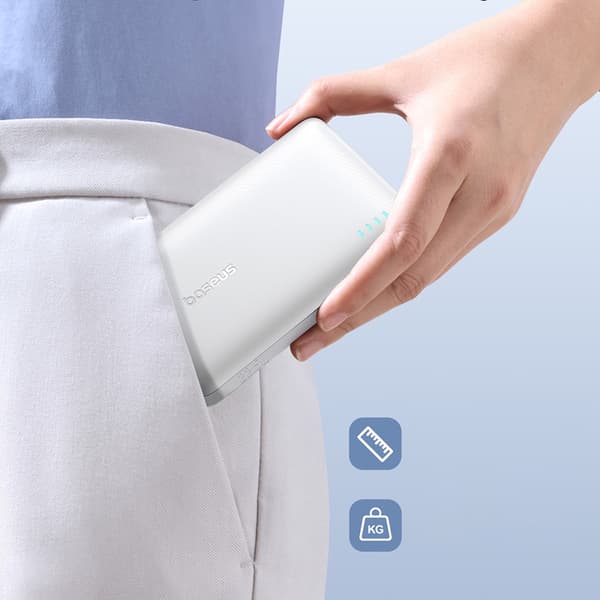 Baseus Powerbank 10000 mAh 22.5W USB-C USB-A - Vit