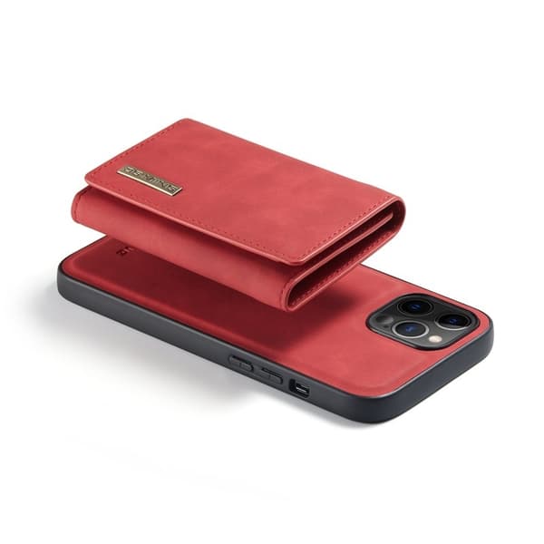 DG.MING M1 Series Plånboksfodral Konstläder TPU för iPhone 13 Pro - Röd