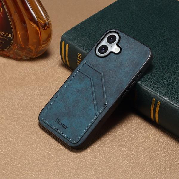 DENIOR Mobilskal till iPhone 16 Plus PU Läder + TPU + PC - Blå