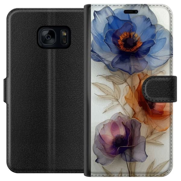 Plånboksfodral till Samsung Galaxy S7 med Silkesblommor