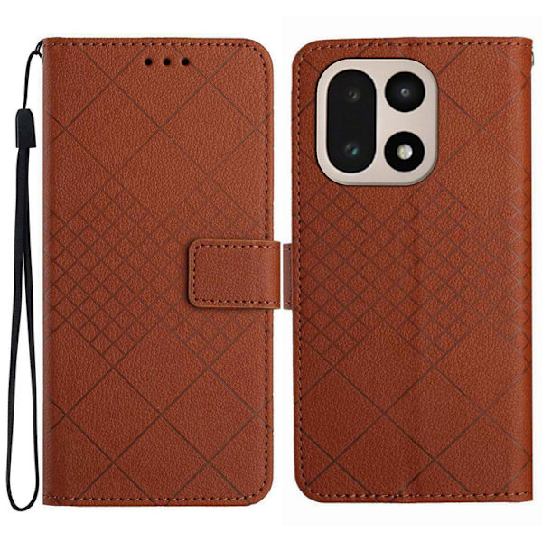 OnePlus 15 5G Plånboksfodral Imprint PU Folio Konstläder Brun