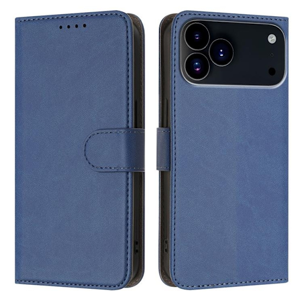 iPhone 17 Pro Konstläder Plånboksfodral Solid Color - Blå Blå