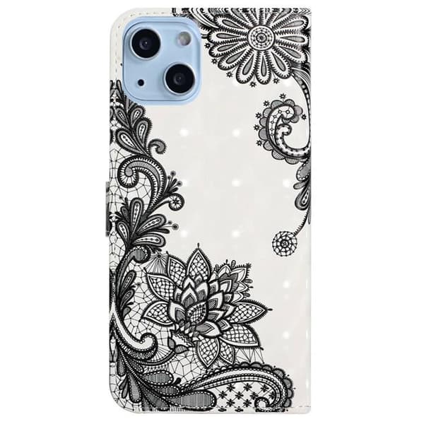 iPhone 14 Plus Plånboksfodral Folio Flip - Lace Flower Flerfärgad