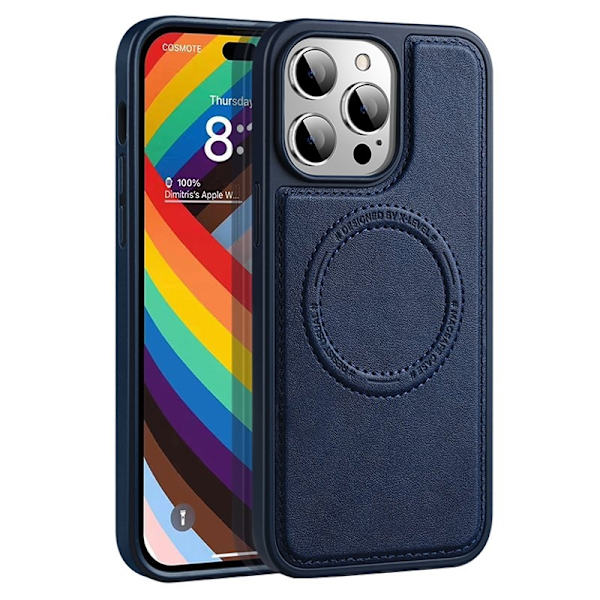 X-LEVEL Mobilskal till iPhone 15 Pro Max PU Läder Blå