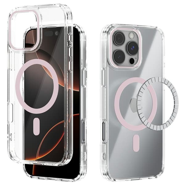 ABEEL Mobilskal till iPhone 16 Pro Max MagSafe Anti Scratch Transparent Rosa