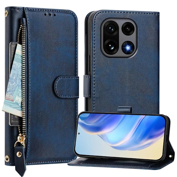 OnePlus 15 Plånboksfodral Zipper Pocket Multiple Konstläder Blå
