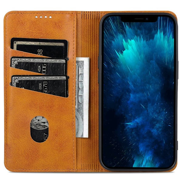 AZNS iPhone 15 Pro Plånboksfodral i Konstläder - Full skydd - Brun