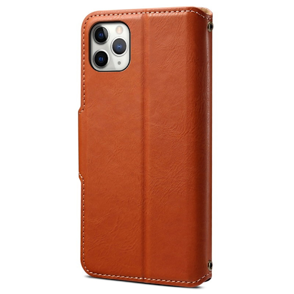 DENIOR iPhone 11 Pro Max Plånboksfodral Konstläder Brun