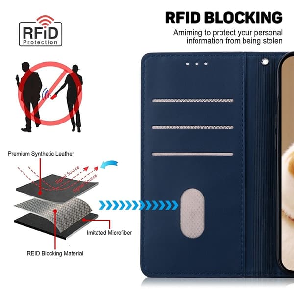 Sony Xperia 1 VII Konstläder Plånboksfodral RFID-Skydd Kattmotiv - Blå Blå
