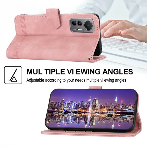 DIERFENG DF-03 Plånboksfodral för Xiaomi 12 Pro 5G - Konstläder - Rosa