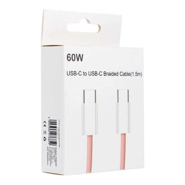 Typ-C to Typ-C Kabel PD 60W 3A C263 1.5 m - Rosa