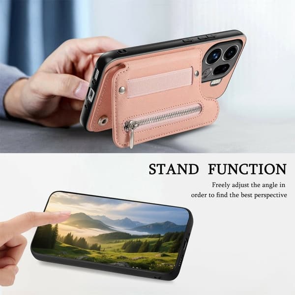 Oppo Find X9 Pro 5G Plånboksfodral Konstläder RFID Skydd - Rosa