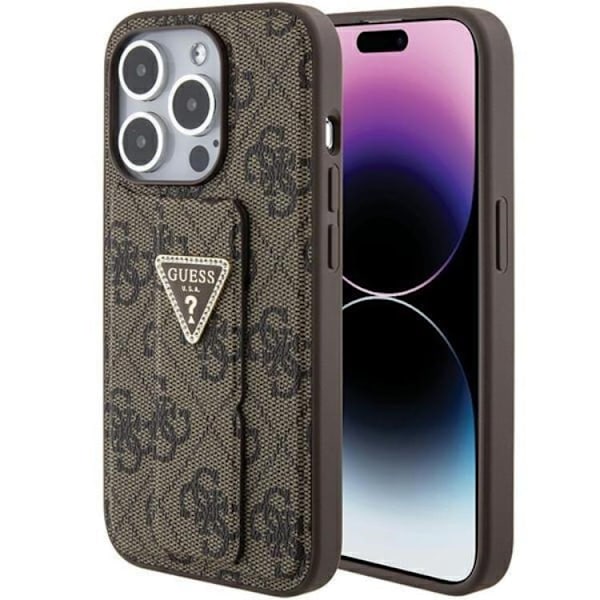 Guess Mobilskal till iPhone 15 Pro Max Grip Stand Triangle Strass Brun