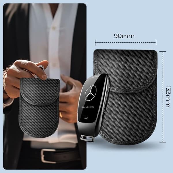 Tech-Protect RFID-blokerende nøgleetui til nøglefri bilnøgle - Carbon Black Svart