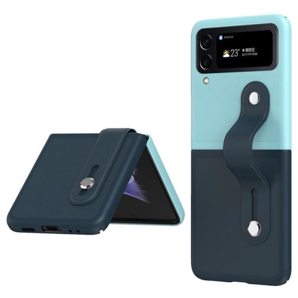 Galaxy Z Flip 4 Case Håndledsbånd Kickstand - Blå