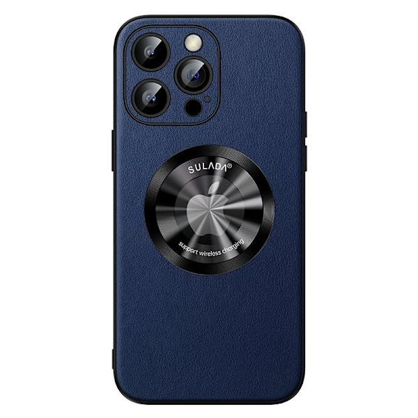 SULADA Mobilskal till iPhone 15 Pro Microfiber Läder + TPU Skydd Blå