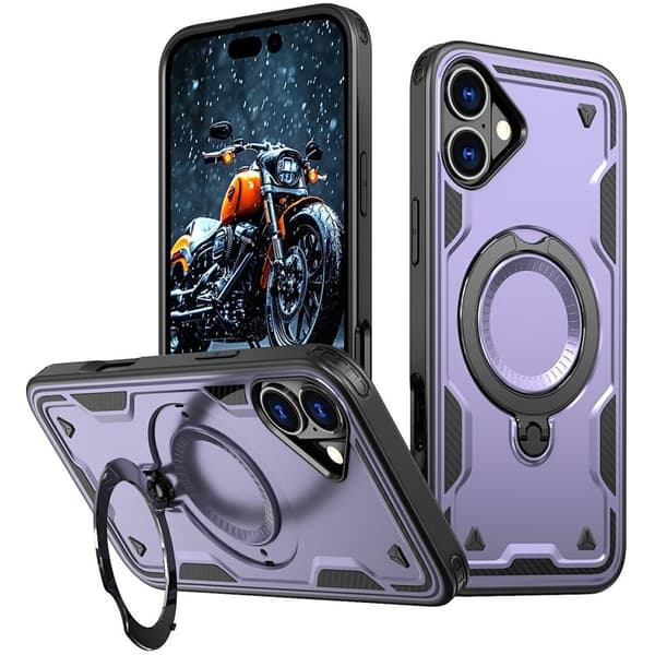 Mobilskal till iPhone 16 Militärskydd Plast Kickstand - Lila