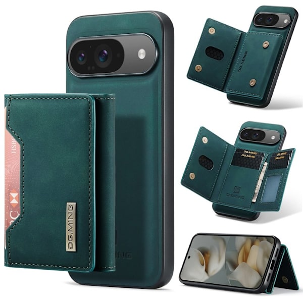 DG.MING Pixel 10 Konstläder Plånboksfodral PU + PC + TPU - Grön