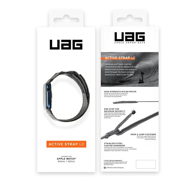 UAG Active Armband för Apple Watch 45/44/42mm – Nylonrem Dark Grey Mörkgrå