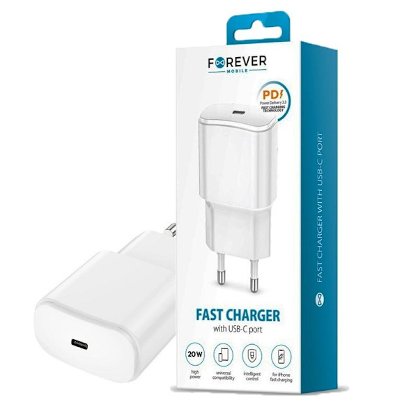 20W PD USB-C Snabbladdare för iPhone 11/12/13/14, Samsung Vit
