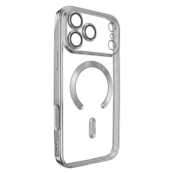 iPhone 18 Pro / iPhone 17 Pro - MagSafe-kompatibelt Chrome Skal - Silver Transparent