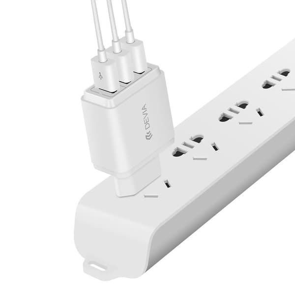 3xUSB Snabbladdning 3.4-Amp Väggladdare, iPhone, Samsung Vit