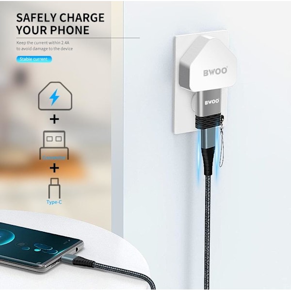 BAWOO USB till USB-C OTG Converter Adapter Kontakt grå