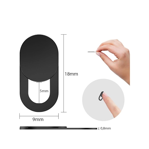 2-PACK Webbkamera Skjutskydd för Laptop/Mac/Smartphone Svart