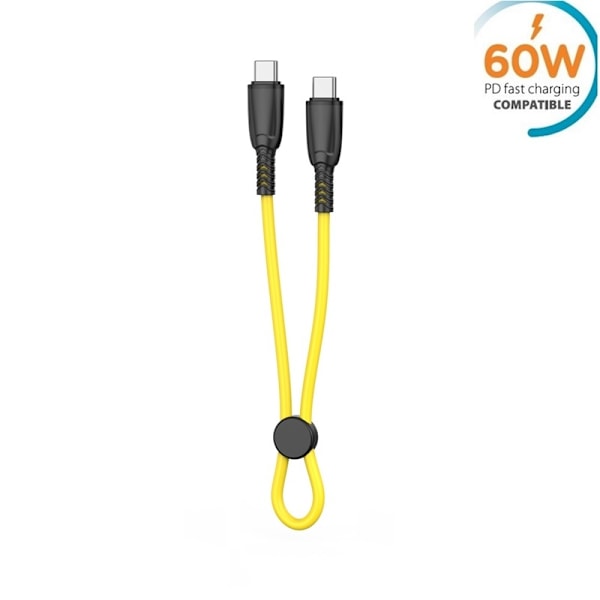 PD 60W USB-C To USB-C 0.25m Snabbladdning kabel Samsung, iPhone15/16 Gul