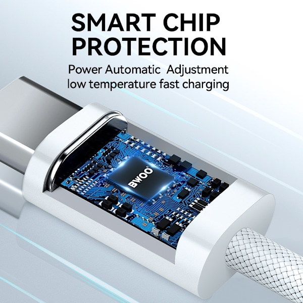 PD Snabbladdning 60W USB-C To USB-C kabel till iPhone15/16 Vit