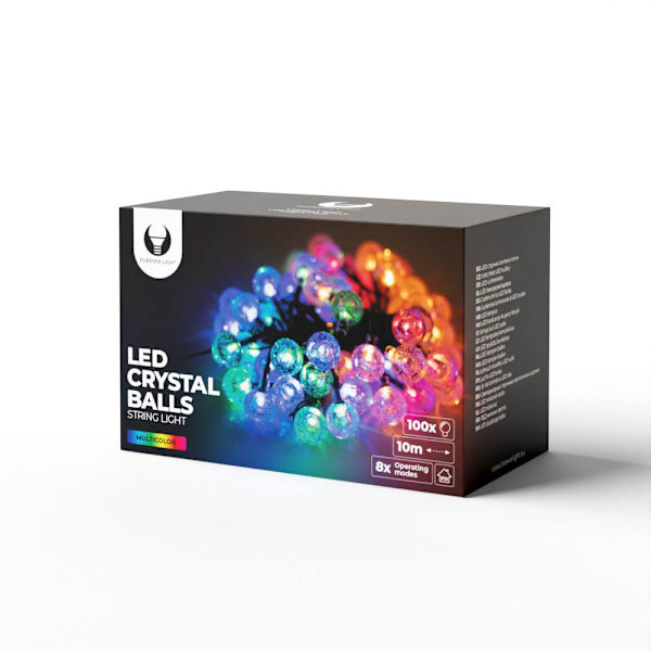 10m Dekorativa 100 Kristallkulor String LED multicolor FOREVER multifärg